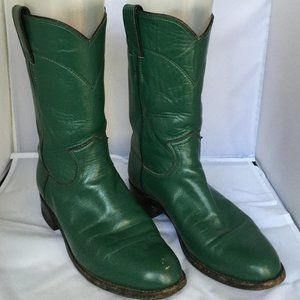 Green leather JUSTIN Roper boots